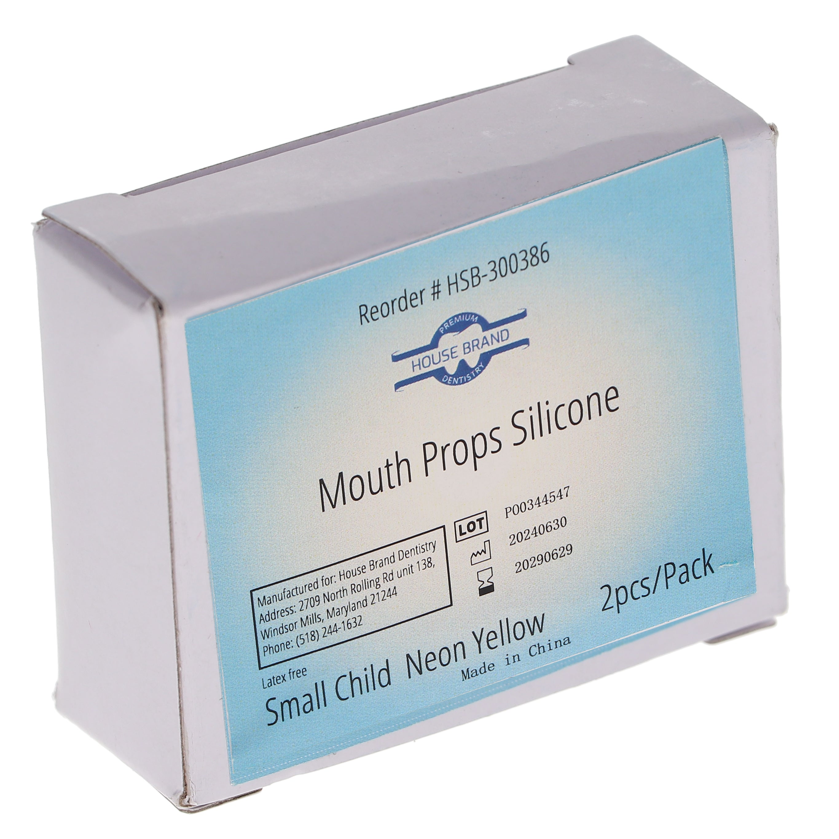 House Brand Dentistry 300386 HSB Mouth Props Silicone Small Child Neon Yellow 2/Pk House Brand Dentistry 300386 HSB Mouth Props Silicone Small Child Neon Yellow 2/Pk